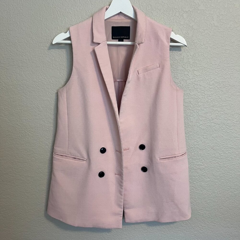 Banana Republic Women's Double-Breasted Long Vest Blush Pink Women Size 0P